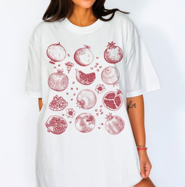 Pomegranate Shirt Fruit Shirt Botanical Shirt Cottage Core Shirt Cottagecore Clothes Vegan Shirt Pomegranate Gift Fruit T Shirt Persephone