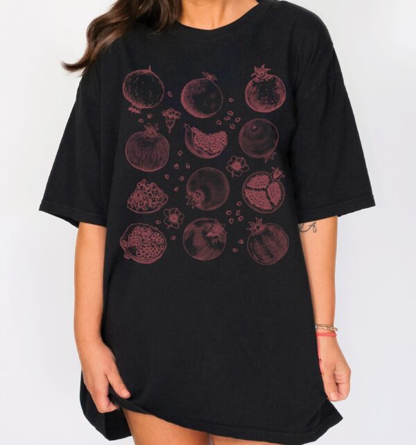 Pomegranate Shirt Fruit Shirt Botanical Shirt Cottage Core Shirt Cottagecore Clothes Vegan Shirt Pomegranate Gift Fruit T Shirt Persephone
