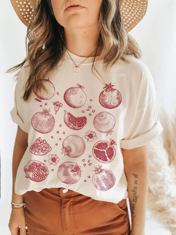 Pomegranate Shirt Fruit Shirt Botanical Shirt Cottage Core Shirt Cottagecore Clothes Vegan Shirt Pomegranate Gift Fruit T Shirt Persephone
